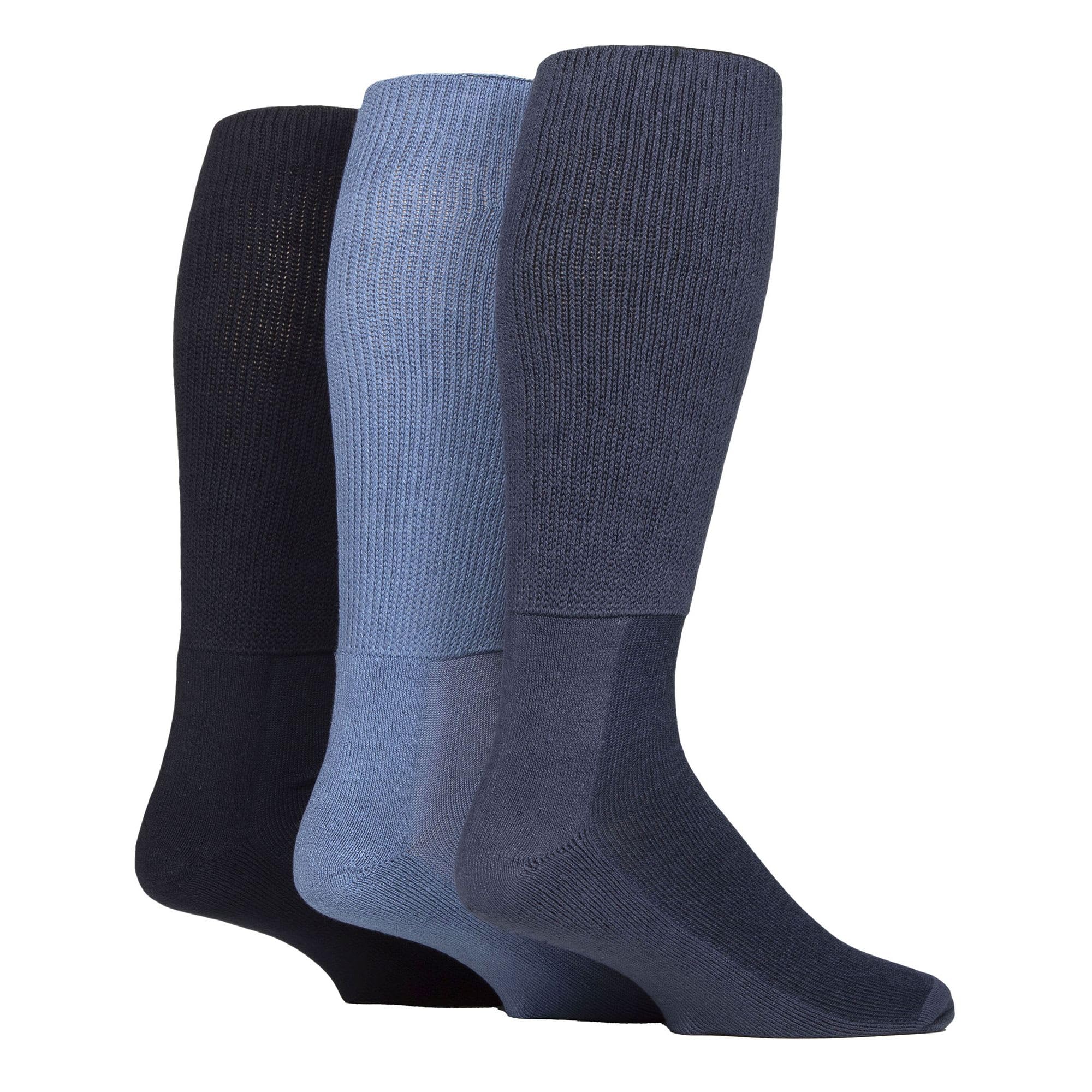 IOMI 3 Paires Chaussettes Hautes Diabétiques Longues Extra Large Chaussettes Sans Elastique