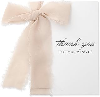 Wedding Day Card with a Champagne Ribbon – Thank You for Marrying Us Card, Best Wedding Officiant Gift, Thank You Card for Priest, Minister, Judge, or Pastor