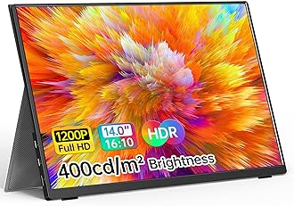 VILVA Portable Monitor 14 Inch FHD 1920 x 1200P USB C HDMI Ultra Thin IPS Travel Display with Smart Cover and Speakers HDR Plug & Play External Monitor for Laptop PC Mobile Phone Mac