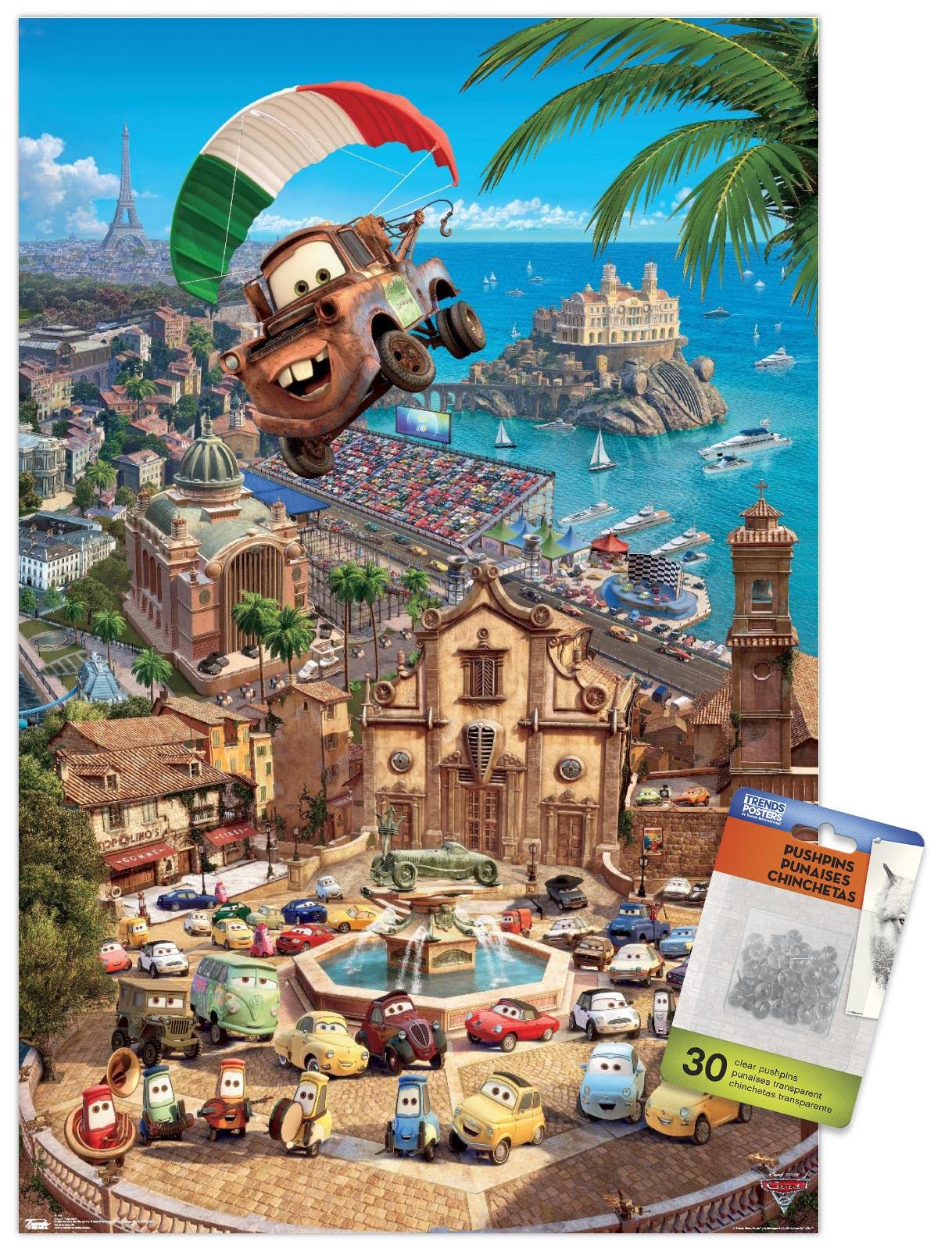 Amazon.com: Disney Pixar Cars 2 - Triptych 3 Wall Poster with Push