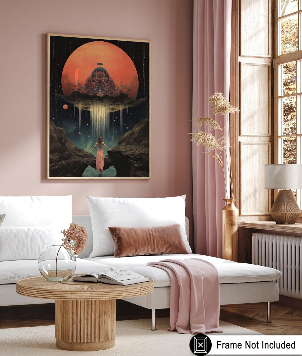 Poster Master Space Print - Celestial Poster - Psychedelic & Trippy Art - Trendy Gift for Men & Women - Red Moon Art - Aesthetic Wall Decor for Bedroom, Office or Dorm - 18x24 UNFRAMED Wall Art