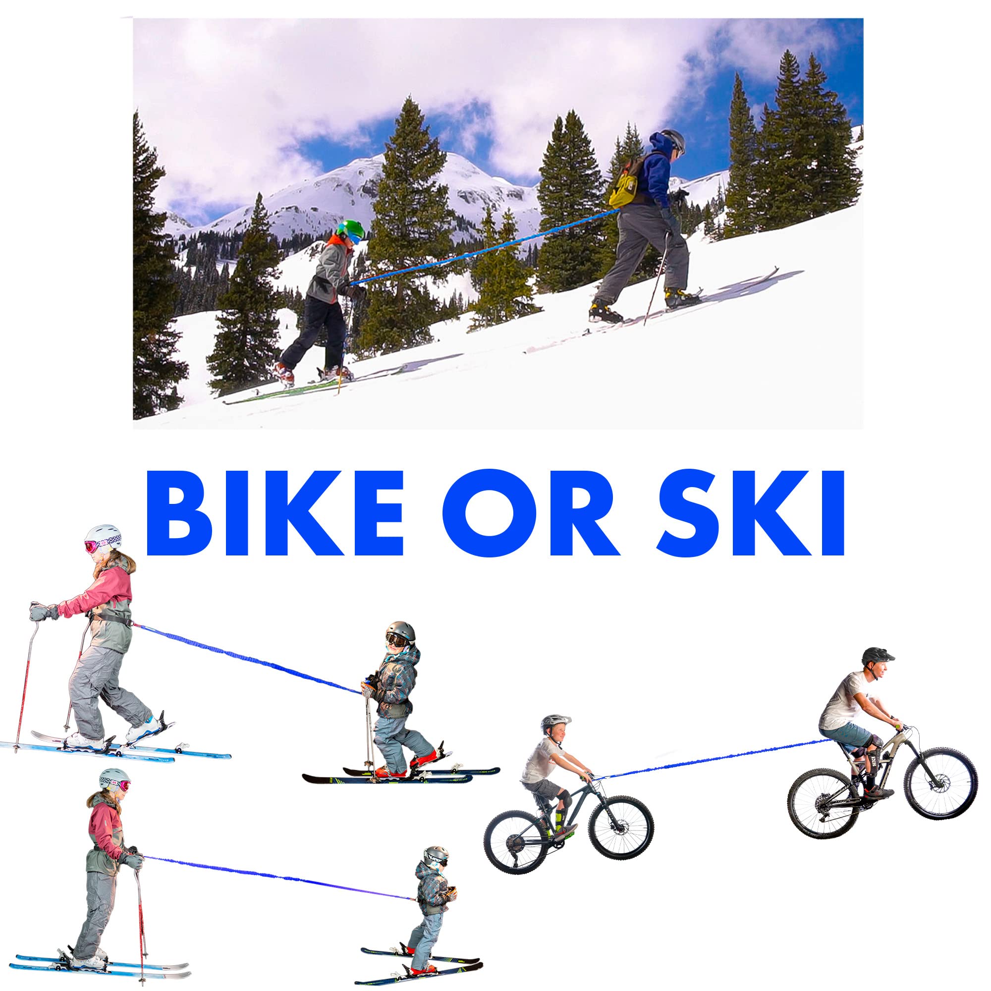 Oryginalna linka holownicza Bungee, MTB, elastyczny pasek do jazdy na rowerze do kontynuowania jazdy z przyjacielem, dzieckiem, dziećmi, kompatybilny z każdym rowerem