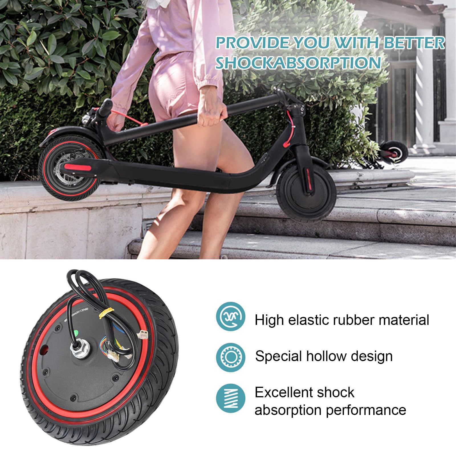 Scooter a Motore con pneumatici in gomma piena da 8,5 pollici per Xiaomi Pro 2 / M365 / M365 Pro / 1S Scooter Elettrico, pneumatici di ricambio da 8,5 pollici per E-Scooter