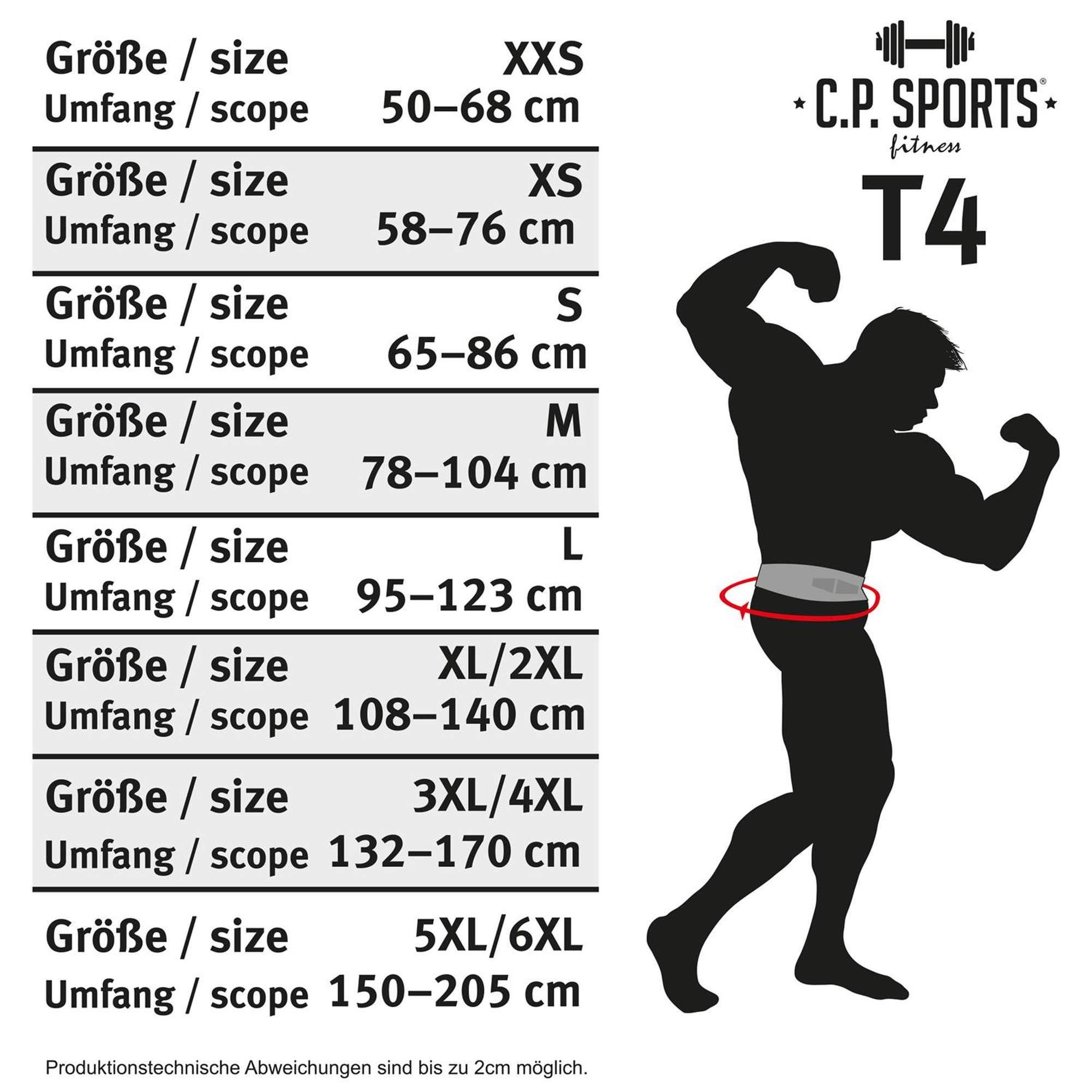 C.P.Sports Gewichthebergürtel XXS - 6XL | Trainingsgürtel aus Leder - gepolstert | Gürtel für Gewichtheben, Powerlifting, Bodybuilding, Krafttraining, Fitness | weight lifting belt für Damen & Herren