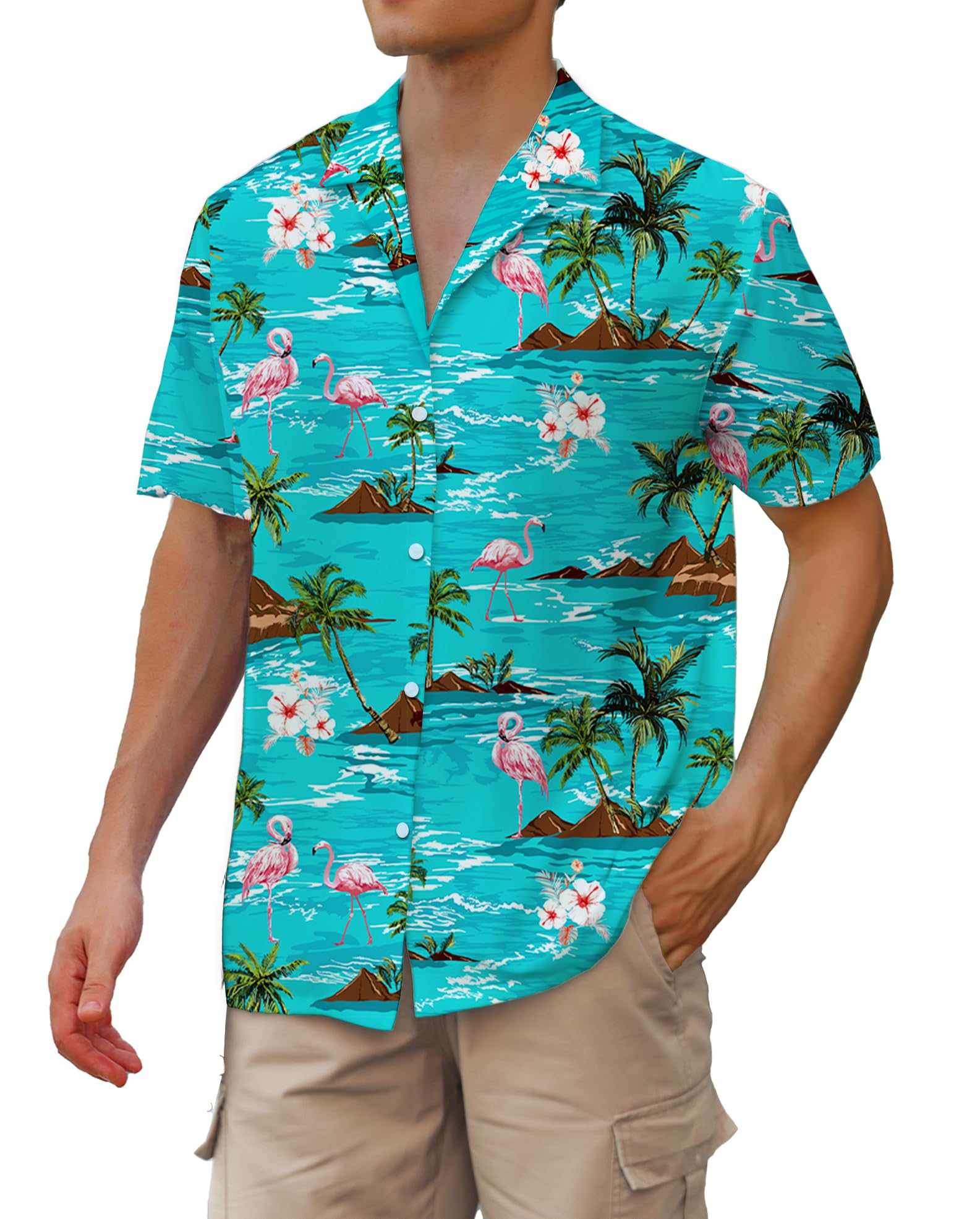 Cromoncent Hawaiian Shirt for Boy&amp;Men Short Sleeve Cuban Collar Tropical Holiday Summer Beach Shirts
