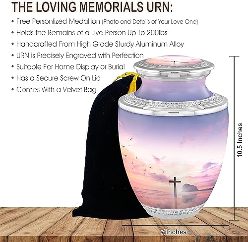Miniatura 3 de Urnas de cremación cruzadas de espiritualidad para adultos cenizas masculinas y mujeres urnas de entierro de 200 libras para cenizas humanas urnas