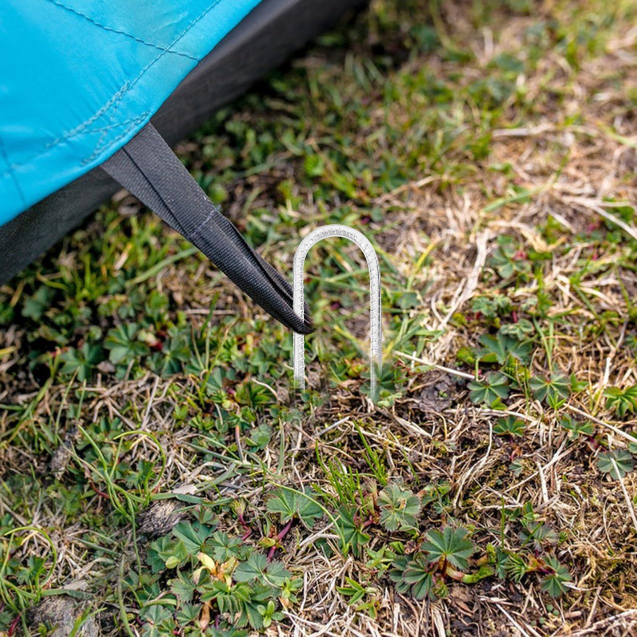 Picchetti a Forma di U in Acciaio Zincato Set da 8 Kit di Ancoraggio per Trampolino e Altalena da Giardino Chiodi da Giardinaggio per Tende e Fissaggio Prato Ancoraggi da