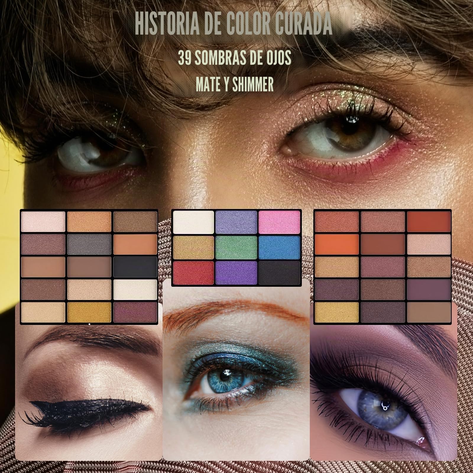 Calendario de Adviento 2024, juego de maquillaje, 39 colores, juego de regalo multifunción, selección de vacaciones, caja de belleza con paleta de sombras de ojos, pintalabios, colorete, rímel