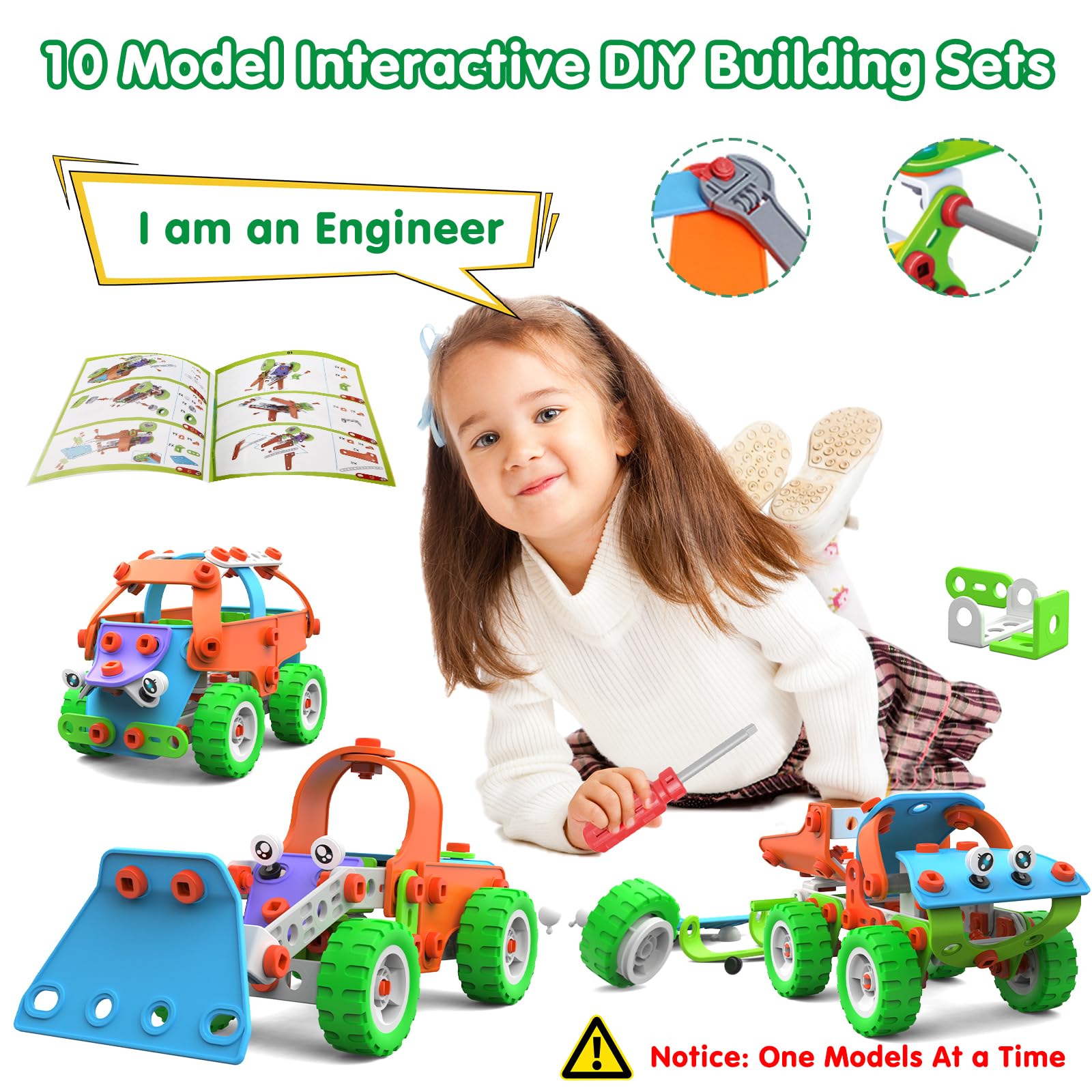 Bloques ABS No Tóxicos Seguros Bloques De Construcción MOONTOY 118 Piezas - Juguete Educativo STEM 6 En 1 Para Niños De 4 A 9 Años, Con Caja De Almacenamiento Bloques Construccion Montoy 118 Piezas