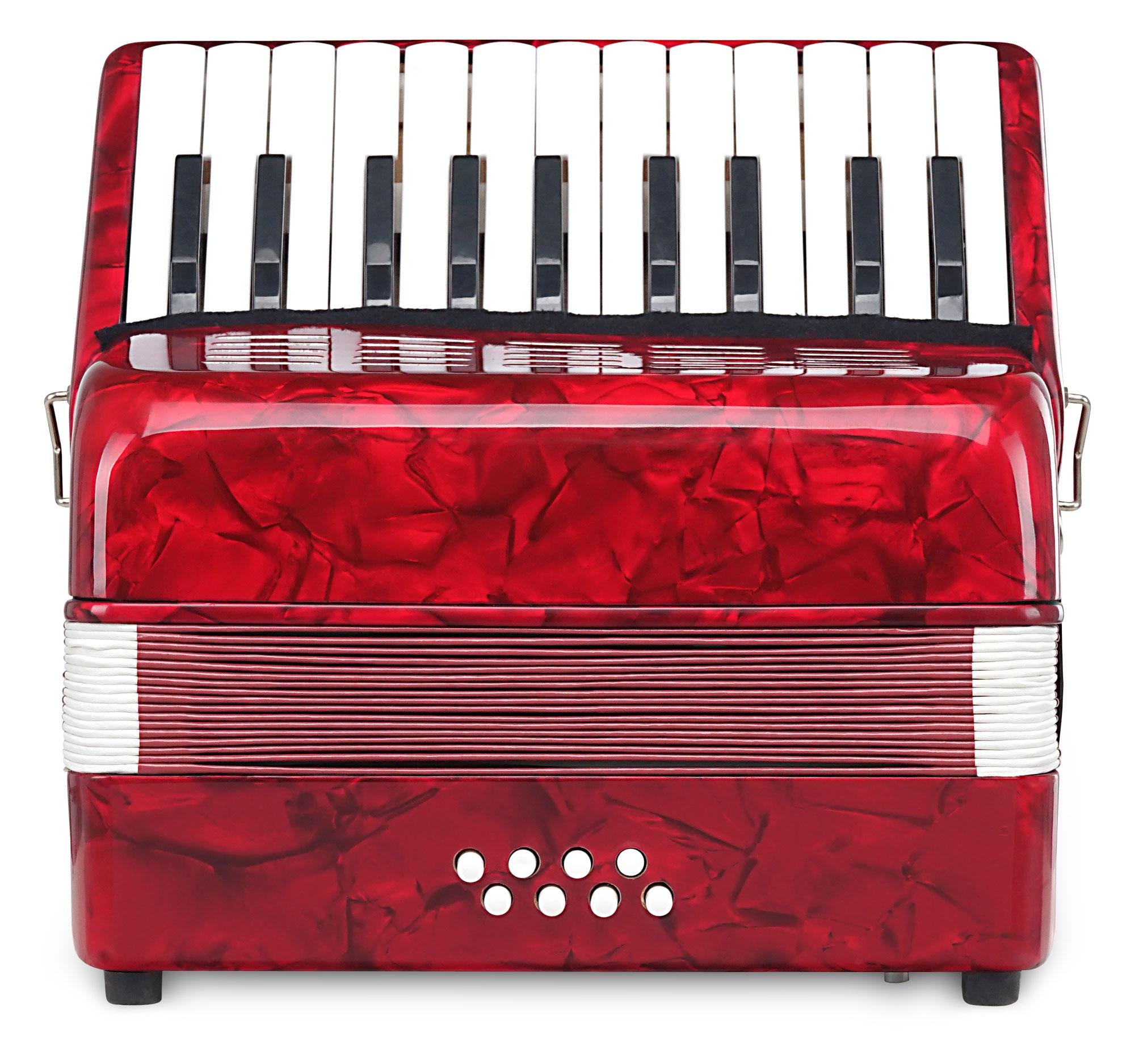 Classic Cantabile Secondo Acordeón Infantil 8 Bajos Set Rojo, Peso: 2 | Acordeón para niños, 22 teclas de agudos, 8 teclas de bajos, 4 kg, Dimensiones (An x Pr x Al en cm): 28, 5 x 16 x 28, Atril
