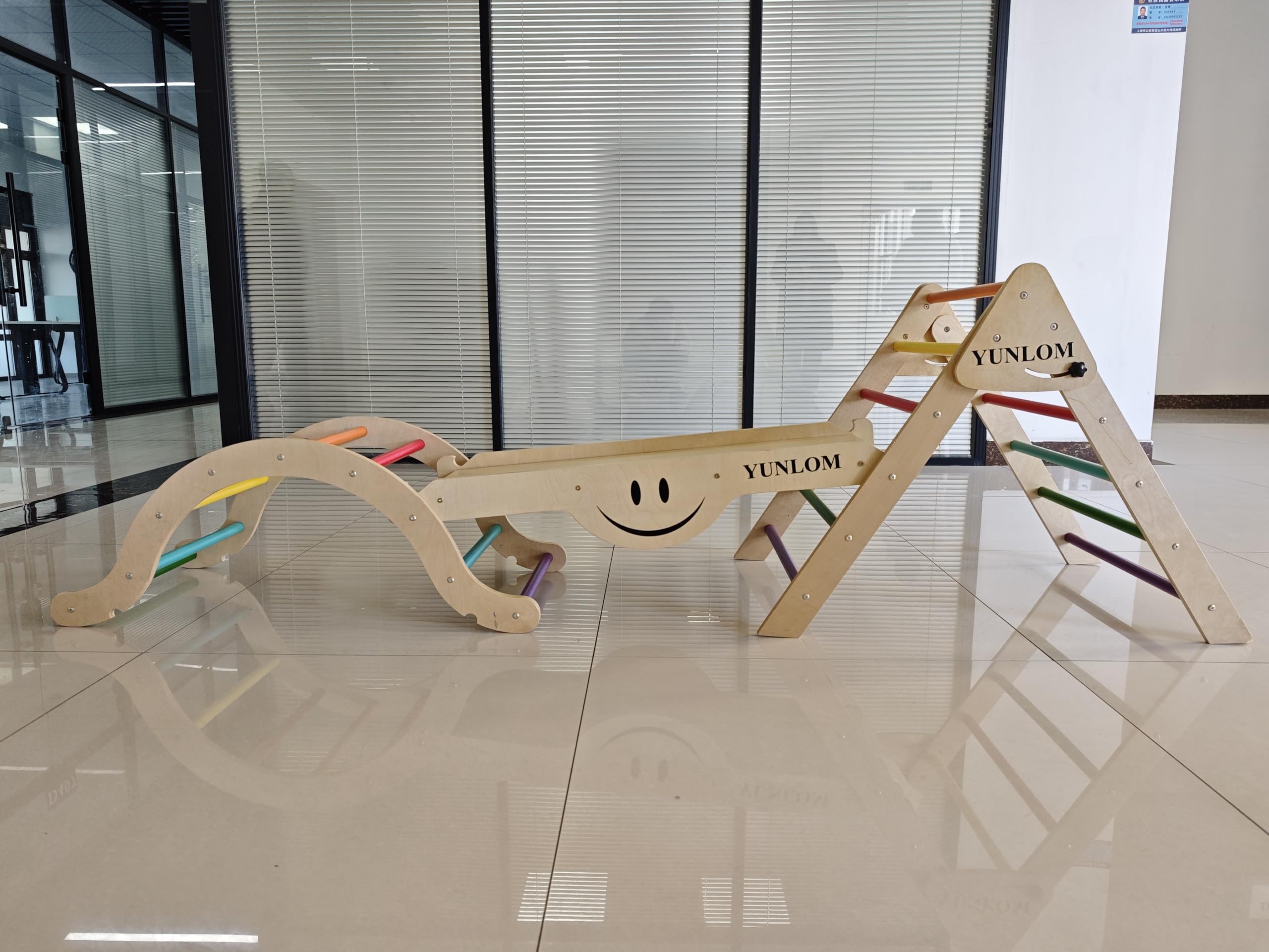 YUELOM 8 in 1 Montessori Pikler Triangle Set with Soft Cushion