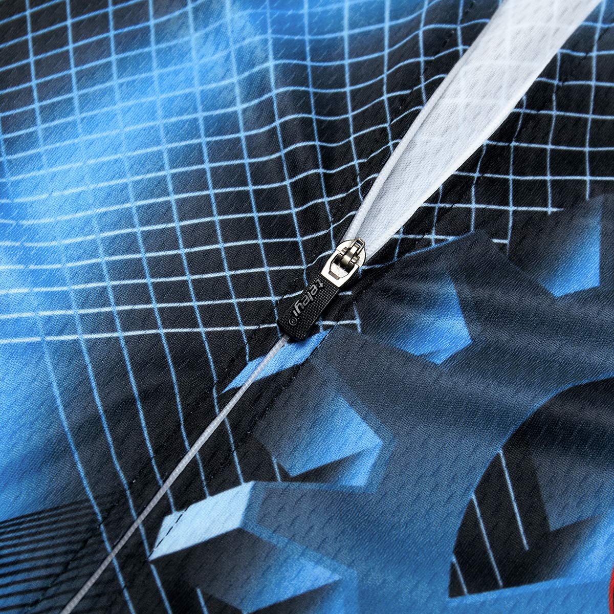 Maglie da ciclismo da uomo Top Camicie da ciclismo a maniche lunghe con cerniera completa Pocket Gear Blu, Blu