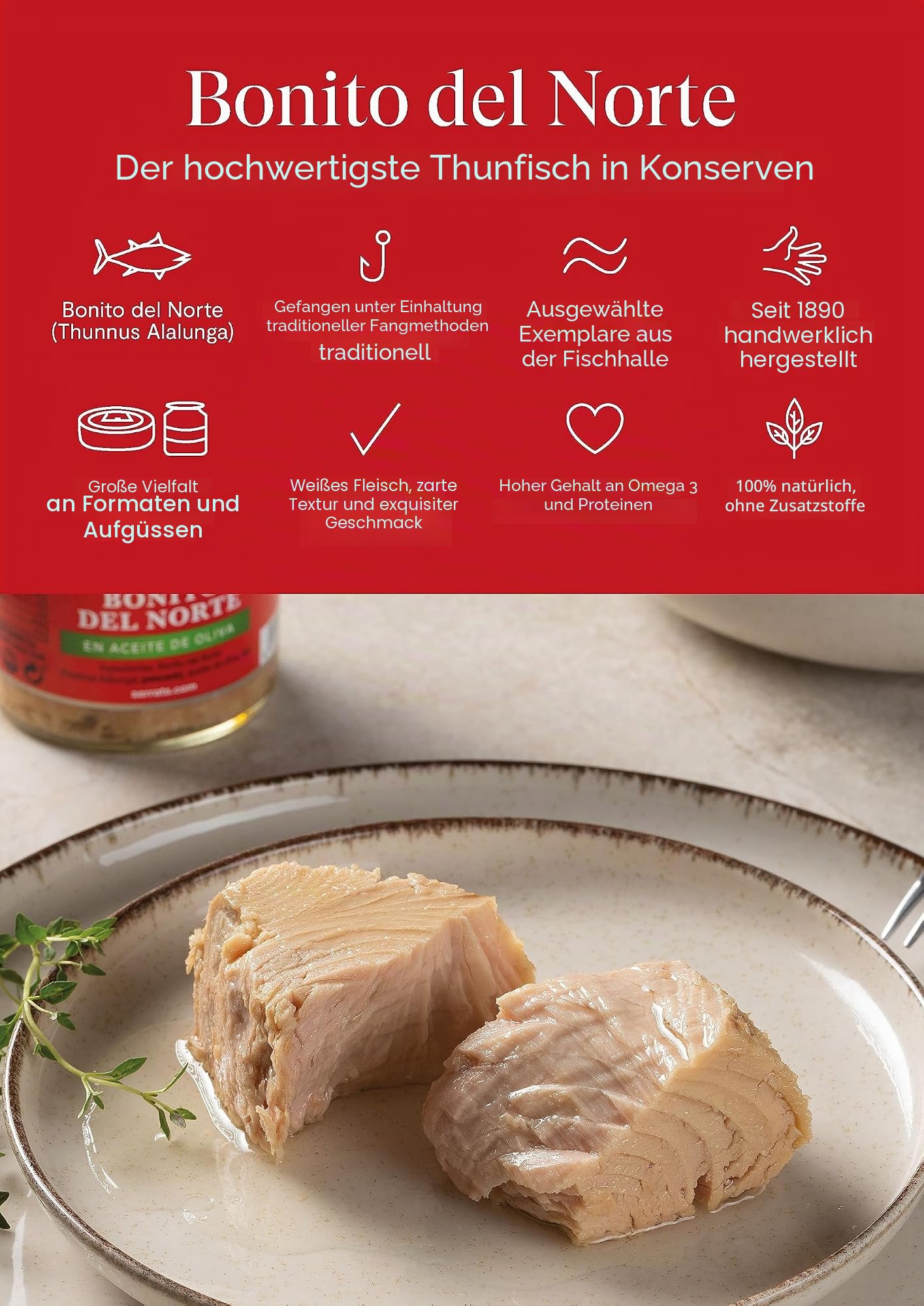 CONSERVAS SERRATS - Weißer Thunfisch aus dem Kantabrischen Meer in Olivenöl - 12 Dosen x 112g (Gesamt: 1344g) - Handwerkliche Herstellung seit 1890 - Glutenfrei - Reich an Omega 3 – Premium