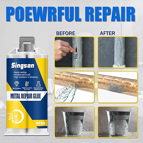 Miniatura 2 de Pegamento de reparación de metal, paquete de 2 adhesivos epoxi metálicos de 5.64 onzas, resistentes a altas temperaturas, pegamento adhesivo para