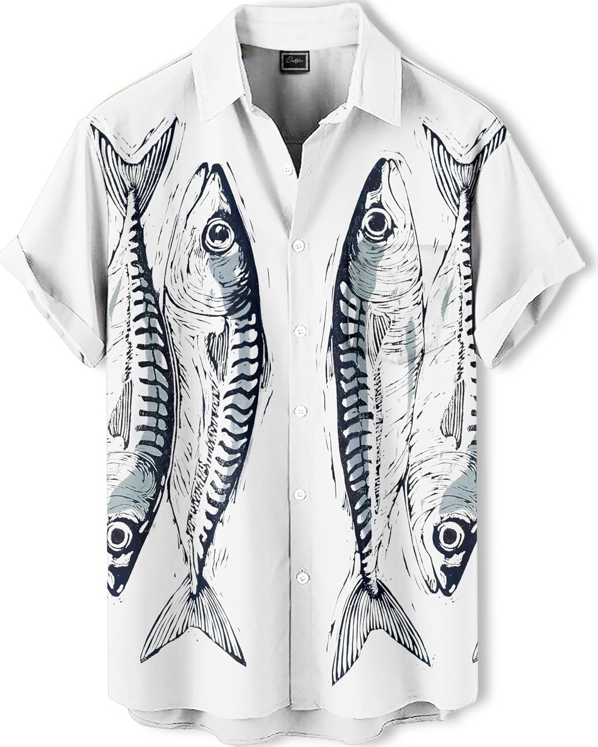 Men's Hawaiian Shirt,Ocean Print Shirt, Funny Short Sleeve Button Down,Regular Fit