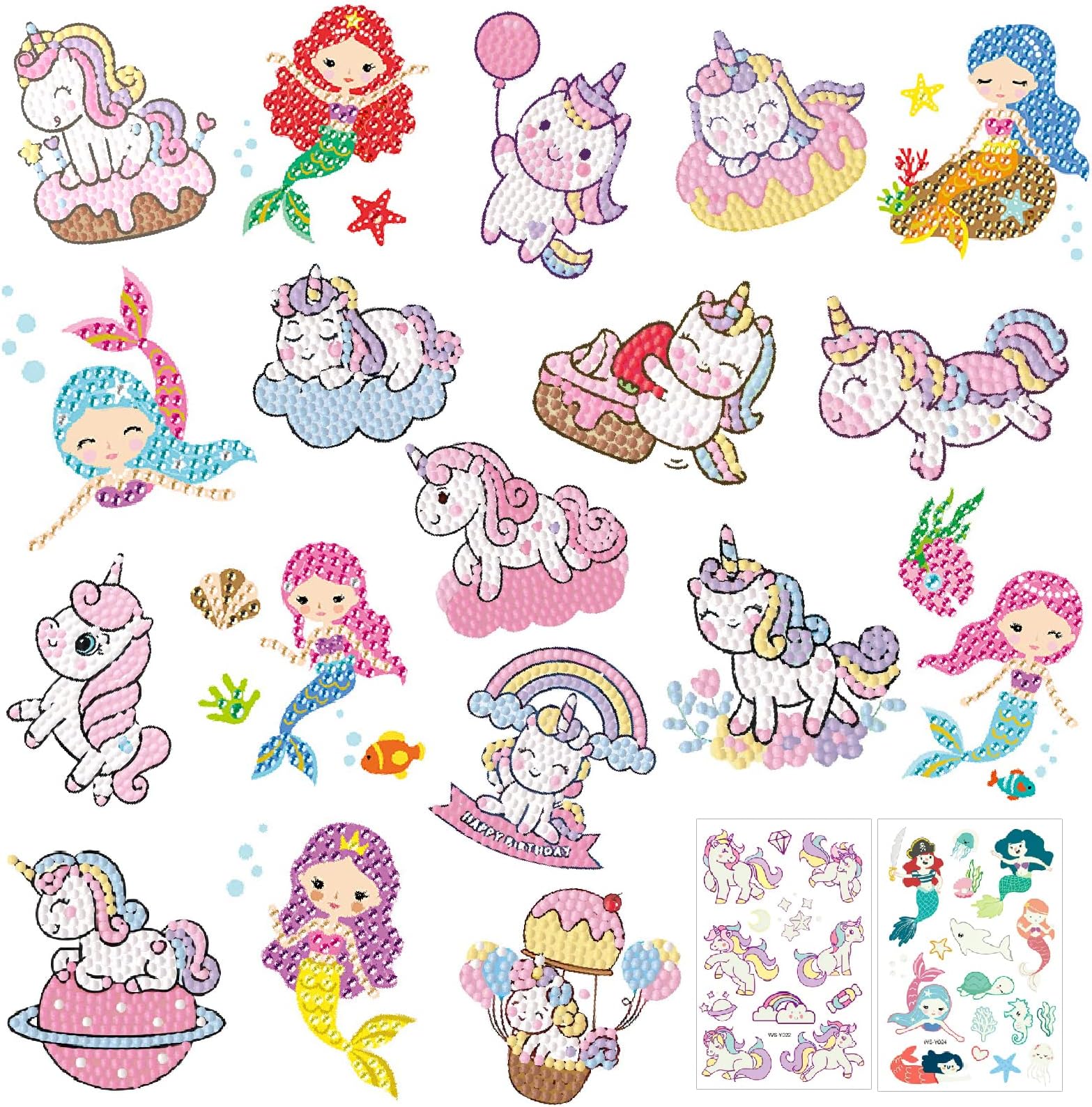 Diamond-painting Enfant Kit 4 Peintures Diamant Animaux Pour Enfants - DIY 5D - Loisir Créatif - Décoration Murale (15x15cm) Art Diamant 15x15cm