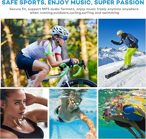 Miniatura 6 de Auriculares de natación, IPX8 impermeables de conducción ósea para nadar, auriculares inalámbricos Bluetooth de oreja abierta, para natación,