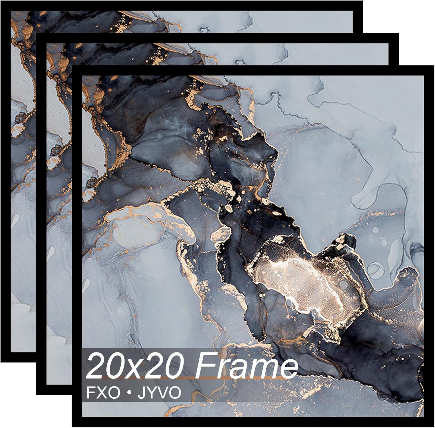 20x20 Frame Set of 3, Black Picture Frame for 20 x 20 Square Picture Poster Photo, Light Weight and High Transparent 20 by 20 Frame for Wall - 3 Pack/Black/20 x20 3 20x20
