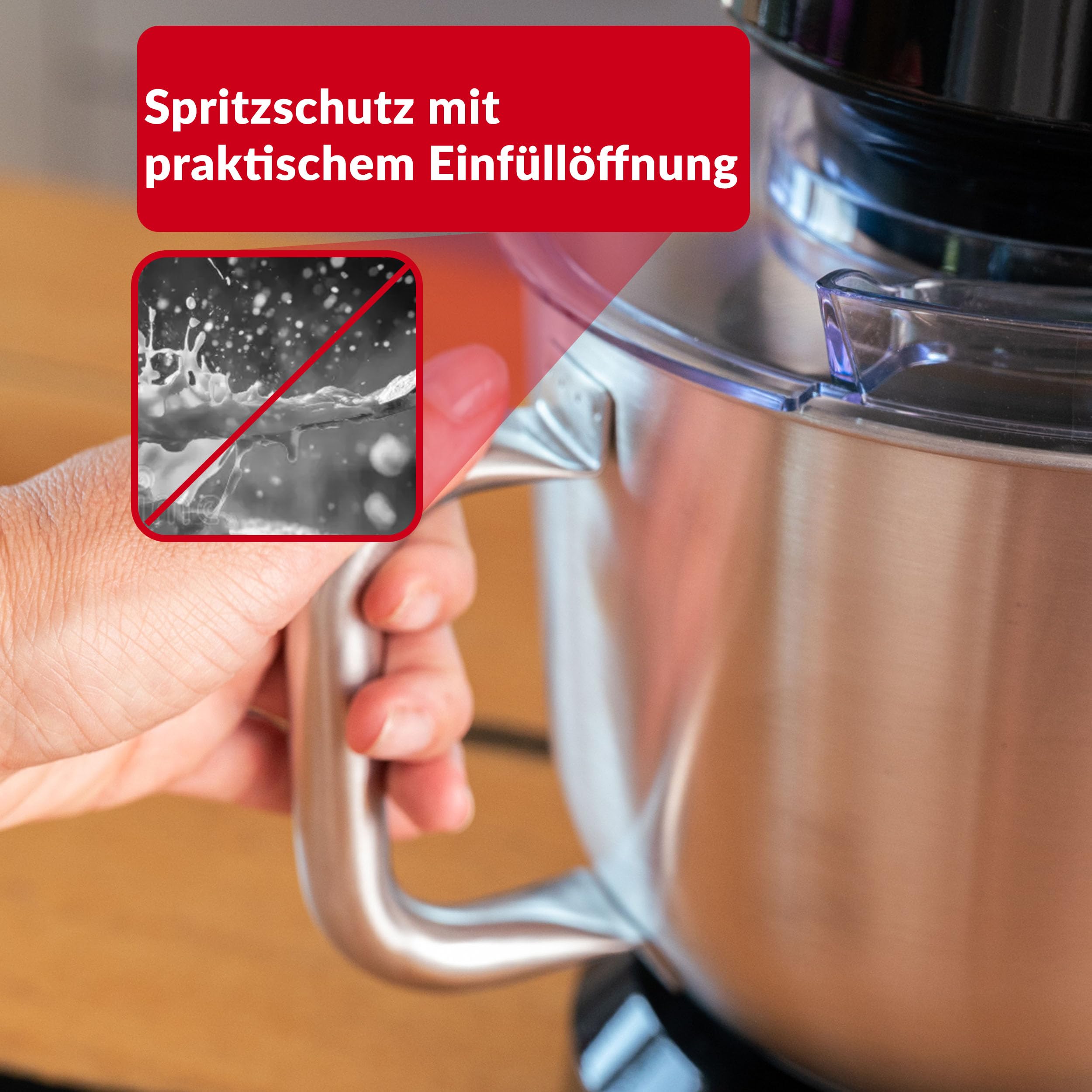 Lehmann Planetarische Küchenmaschine mit Edelstahlschüssel 5 L, Multifunktions Rührgerät 2200 W, 6 Geschwindigkeit Teigmaschine, inkl. Spritzschutzdeckel, Knethaken und Schneebesen (Schwarz)