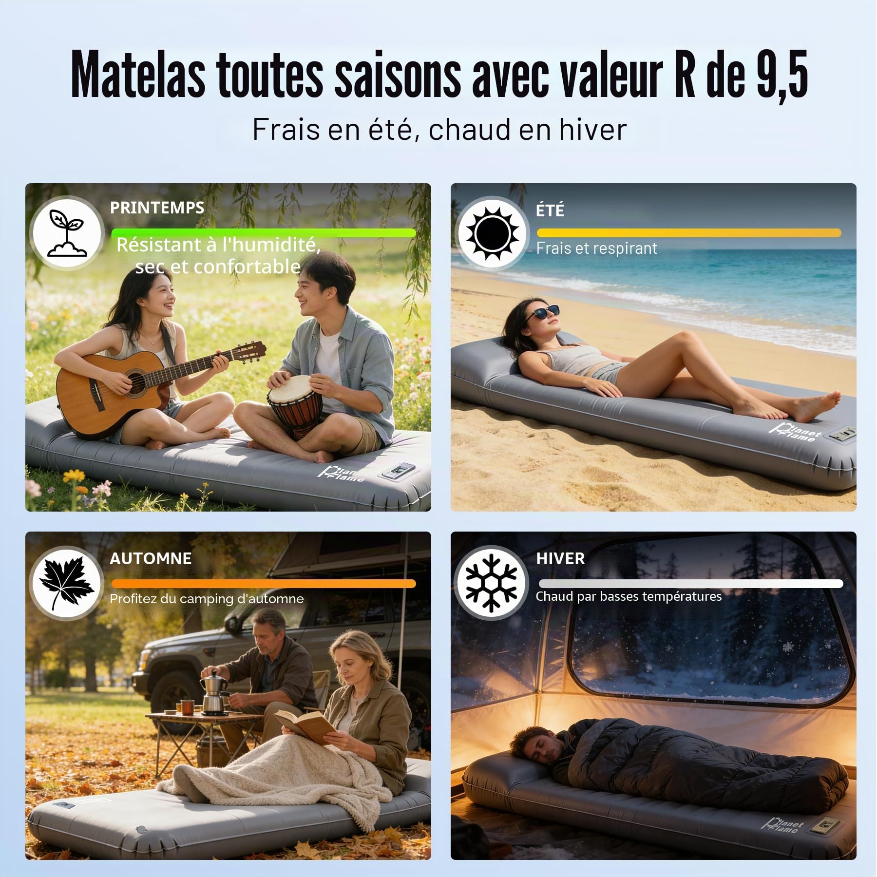 Sleepin Tapis de camping autogonflant avec pompe à air - Matelas portable gonflage/dégonflage rapide intérieur extérieur