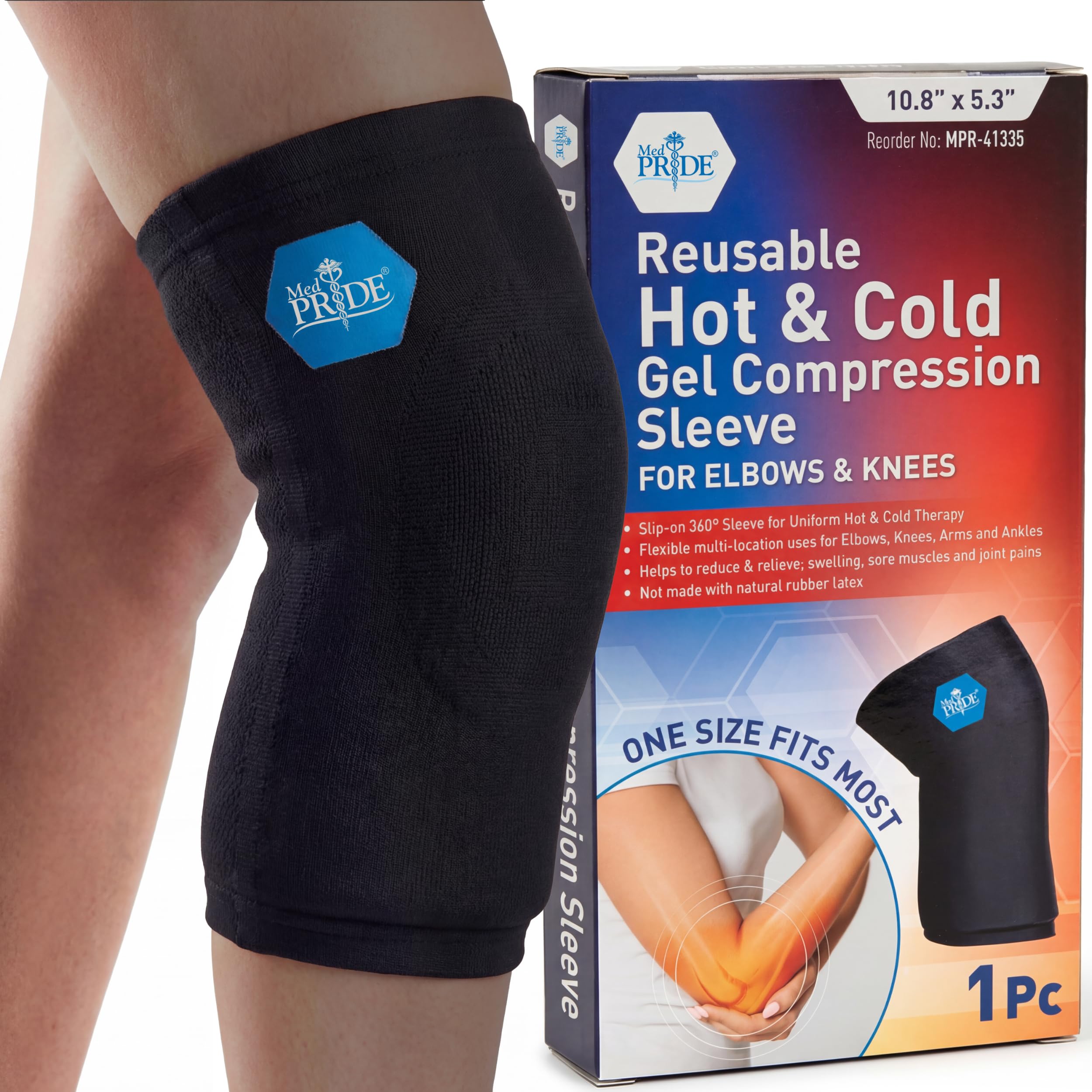 MED PRIDE Gel Compression Sleeve for Elbow, Knee, Arm, Reusable Hot & Cold Therapy for Pain Relief, Swelling, Injuries, Flexible Fit
