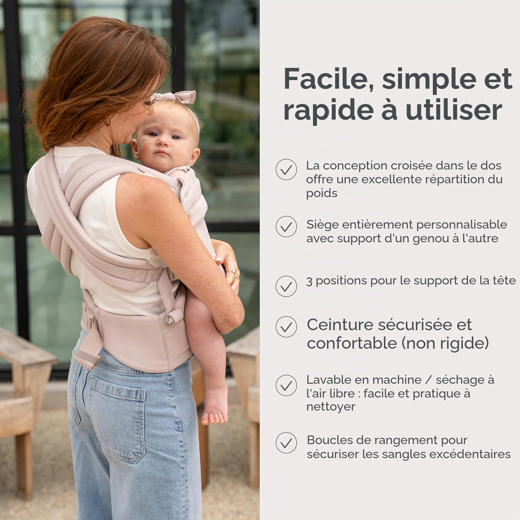 Infantino Honey Blossom Porte-Bébé Ergonomique Maille Respirante, 3,2–18,1 kg, Position en M, Assise Réglable, Moon Beam