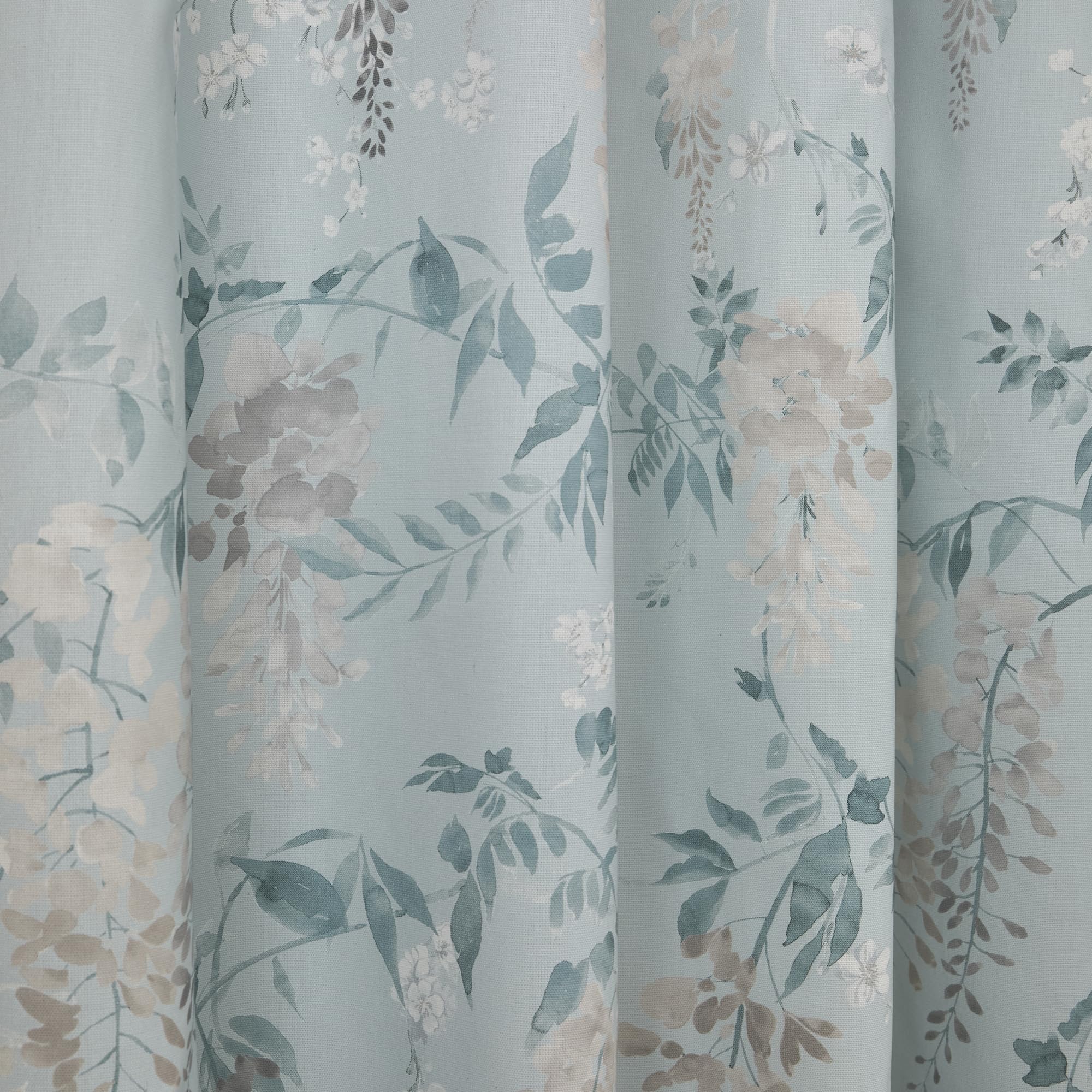 Dreams & Drapes, Duck Egg Wisteria Curtains W66 x L90 (168 x 229cm), 2x Panels, Flower Eyelet in Duck Egg Blue - Image 3