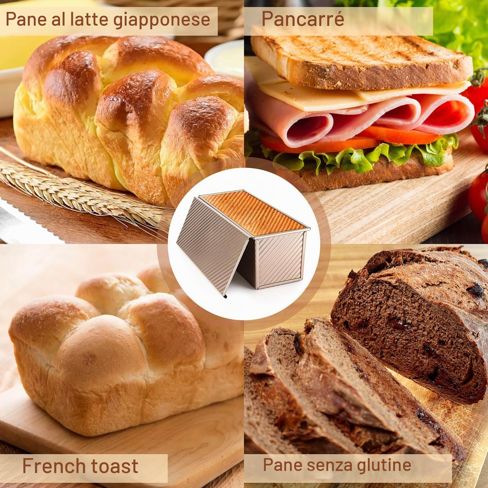 Stampo per Pane in Acciaio al Carbonio - Stampo per Toast con Coperchio Scorrevole Antiaderente - Teglia per Pane con Fori Ventilati - Ideale per Cuocere al Forno e Grigliare Capacità 1000g