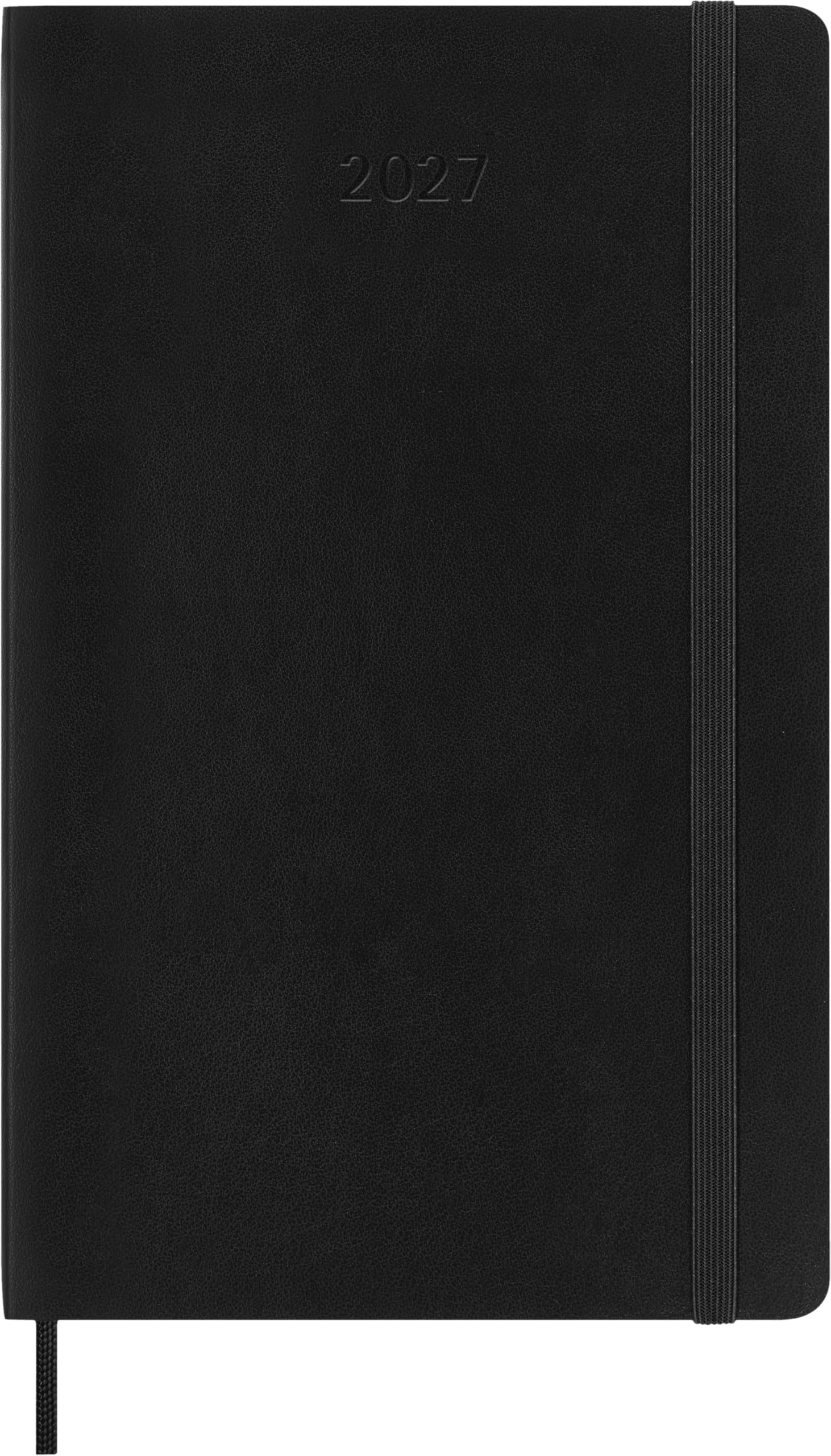 Moleskine Weekly Planner 2027, Soft Cover 12 Month Diary with Space for Notes and Elastic Closure, Large 13x21 Cm, Black