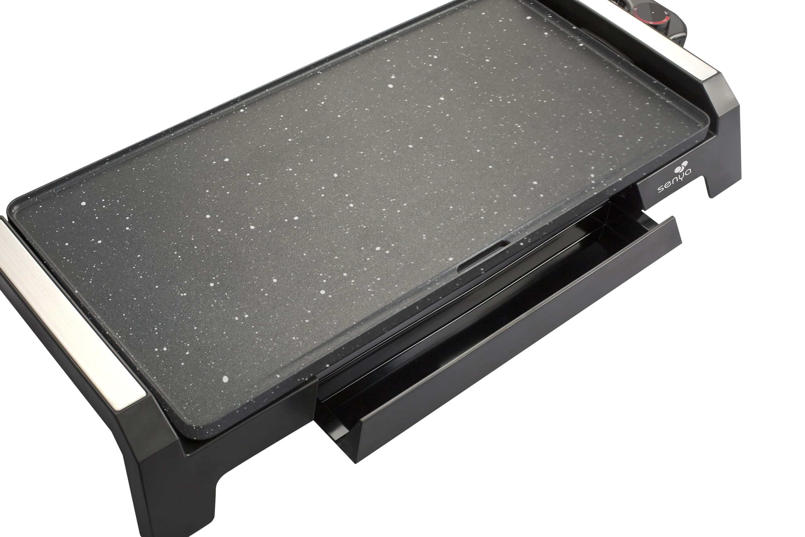 SENYA Plancha eléctrica - 2200W Placa efecto piedra antiadherente, gran superficie de cocción de 6 a 8 personas, bandeja recuperadora de grasa, apta para lavavajillas