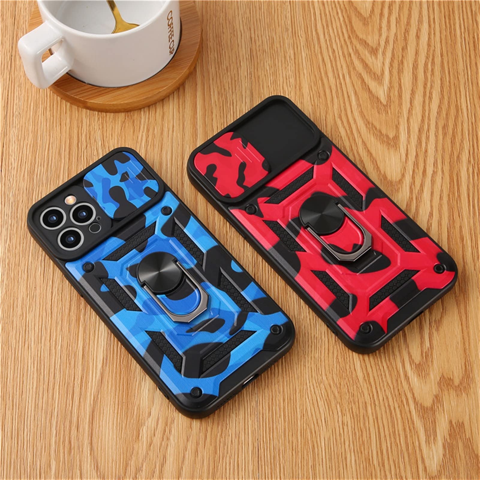 KANUZ La funda de teléfono blindada de camuflaje es adecuada para iPhone 13 funda 12 11 Pro Max X XR XSMax 7 8 funda deslizante de protección de lente de cámara (color: Svart, tamaño: para 13)