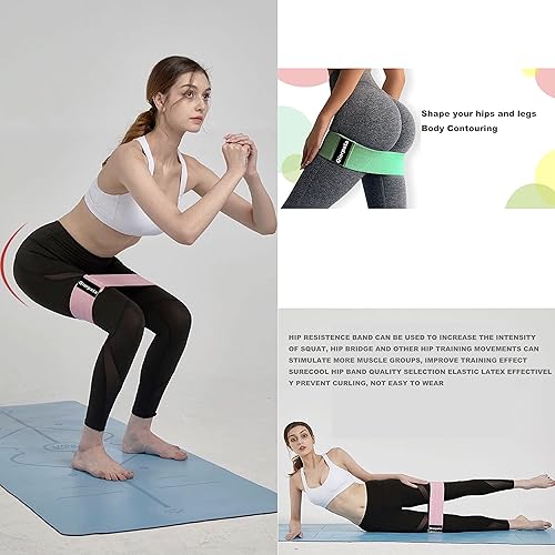 Miniatura 2 de Oiorpata Juego de bandas de resistencia de tela con banda de ejercicio de 3 niveles para piernas y glúteos, bandas de entrenamiento antideslizantes