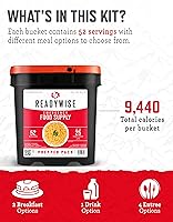 Vista 4 de ReadyWise Prepper Pack Cubo – 52 porciones de suministro de alimentos de emergencia, kit de supervivencia, comidas con proteínas, alimentos