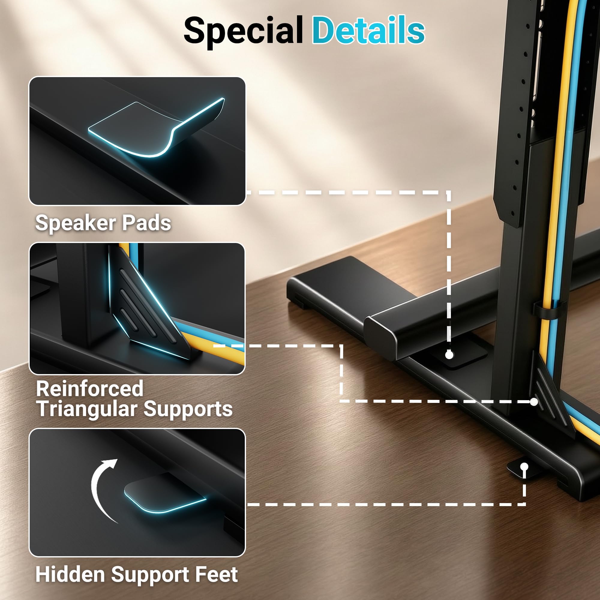 BONTEC Supporto TV Universale da Tavolo e Pavimento 24-86 Pollici | 70 kg, VESA 100x100-800x600 mm, 7 Altezze, Cinghia Antiribaltamento, Piedi Nascosti