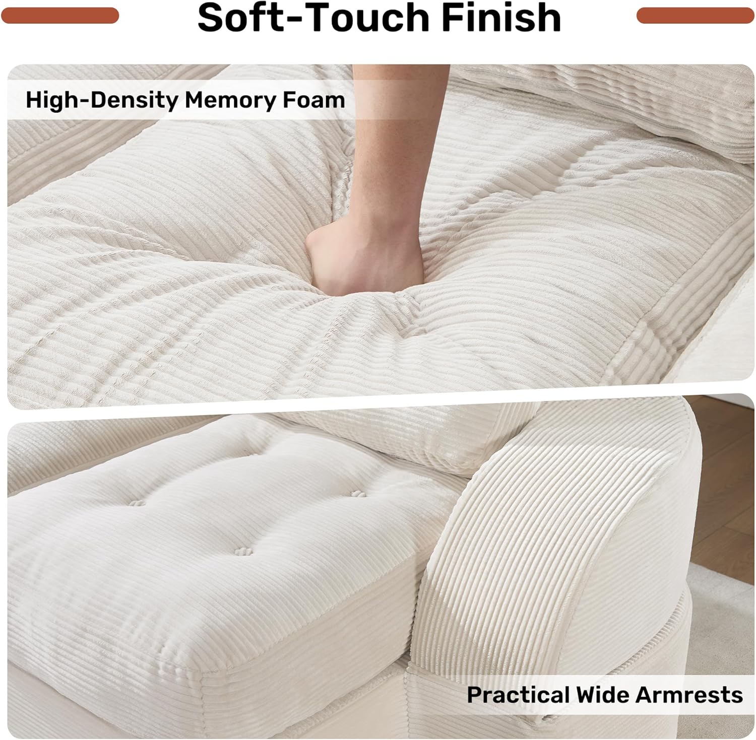 Convertible Sofa Bed,3-Seater Boneless Couches for Living Room 2 in 1 Folding Couch,Fold Out Floor Couch with Pillows,Cloud Floor Loveseat,Floor Futon Sleeper for Living Room Bedroom Lounge,White