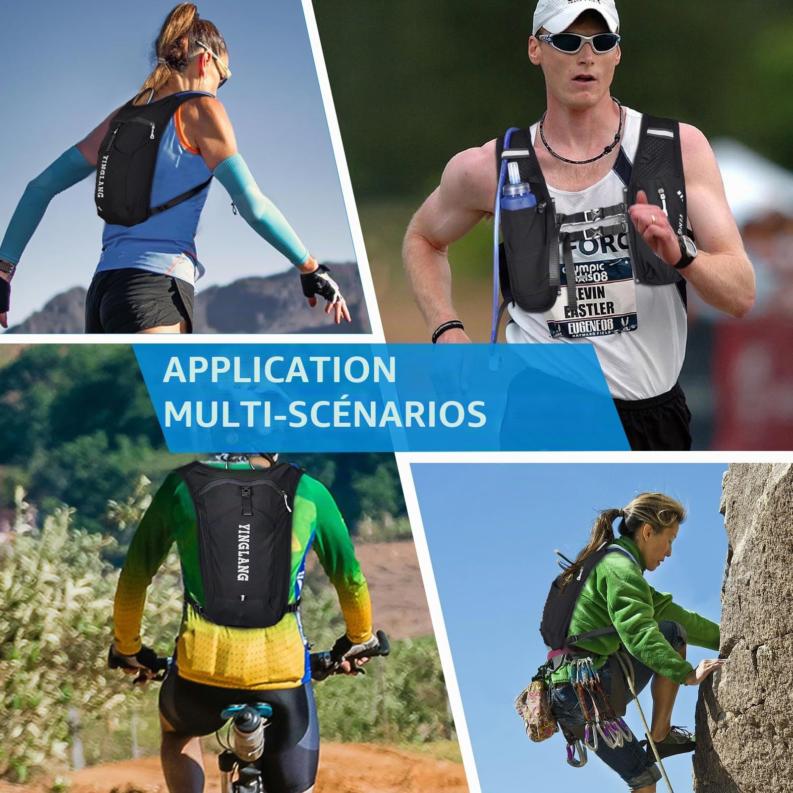 Gilet Hydratation Running Femme+2L Sacs D'Hydratation+500ML Pliant Gourde Running, Sac Hydratation Running TrèS LéGer Et IdéAl pour Le Trekking, La RandonnéE Ou Le VéLo !
