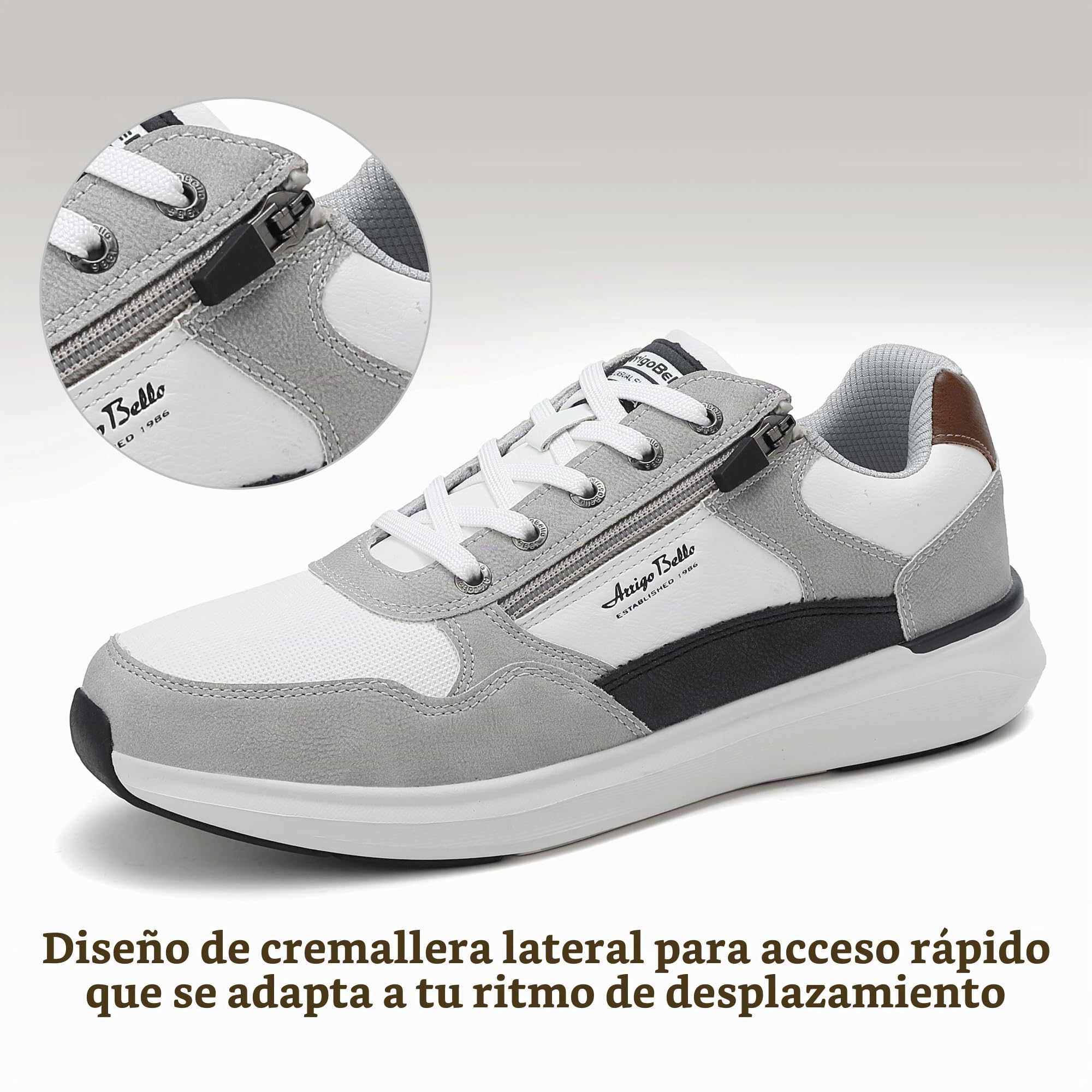 Zapatillas Hombre Zapatos Vestir Casual Sneakers Deportivas | Correr, Gimnasio, Trabajo, Senderismo, Con Cremallera, Transpirables, Antideslizante, Moda