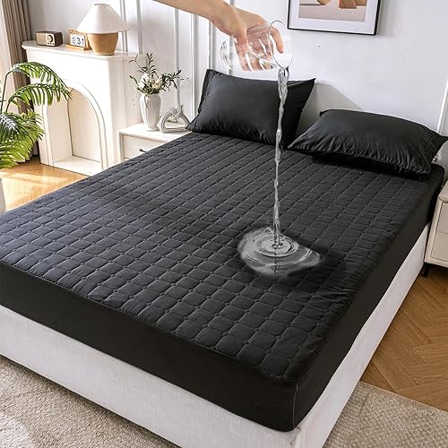 Miniatura 1 de Protector de colchón impermeable sin ruido, funda de colchón de cama tamaño Queen con bolsillo profundo de 6 a 18 pulgadas de profundidad, suave,