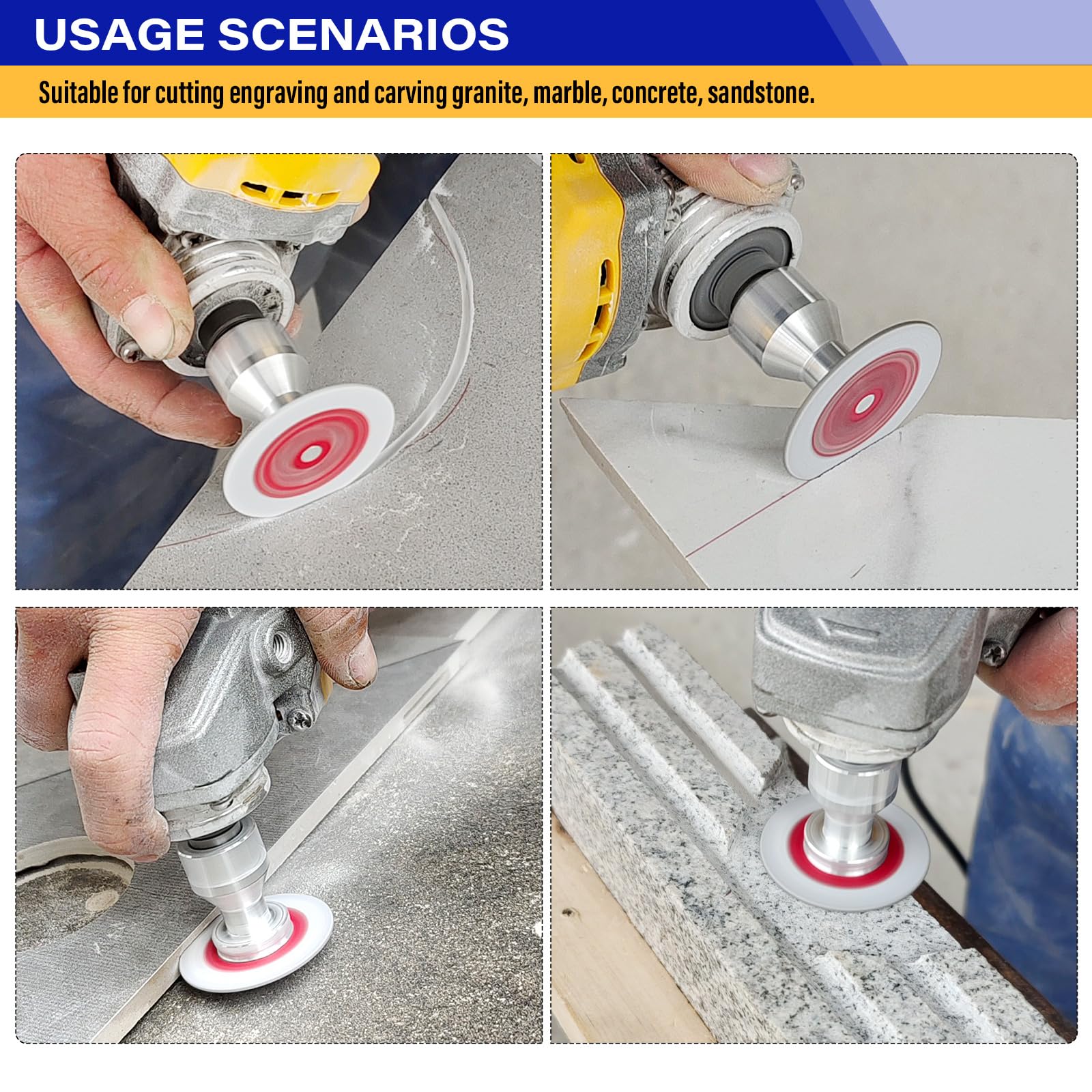 LOZLIN 3 hojas de sierra de espeleología soldadas al vacío de diamante de 50 mm, con brida extraíble de 5/8-11, mini disco de molienda para hormigón, baldosas de cerámica, metal, hojas de sierra (rojo