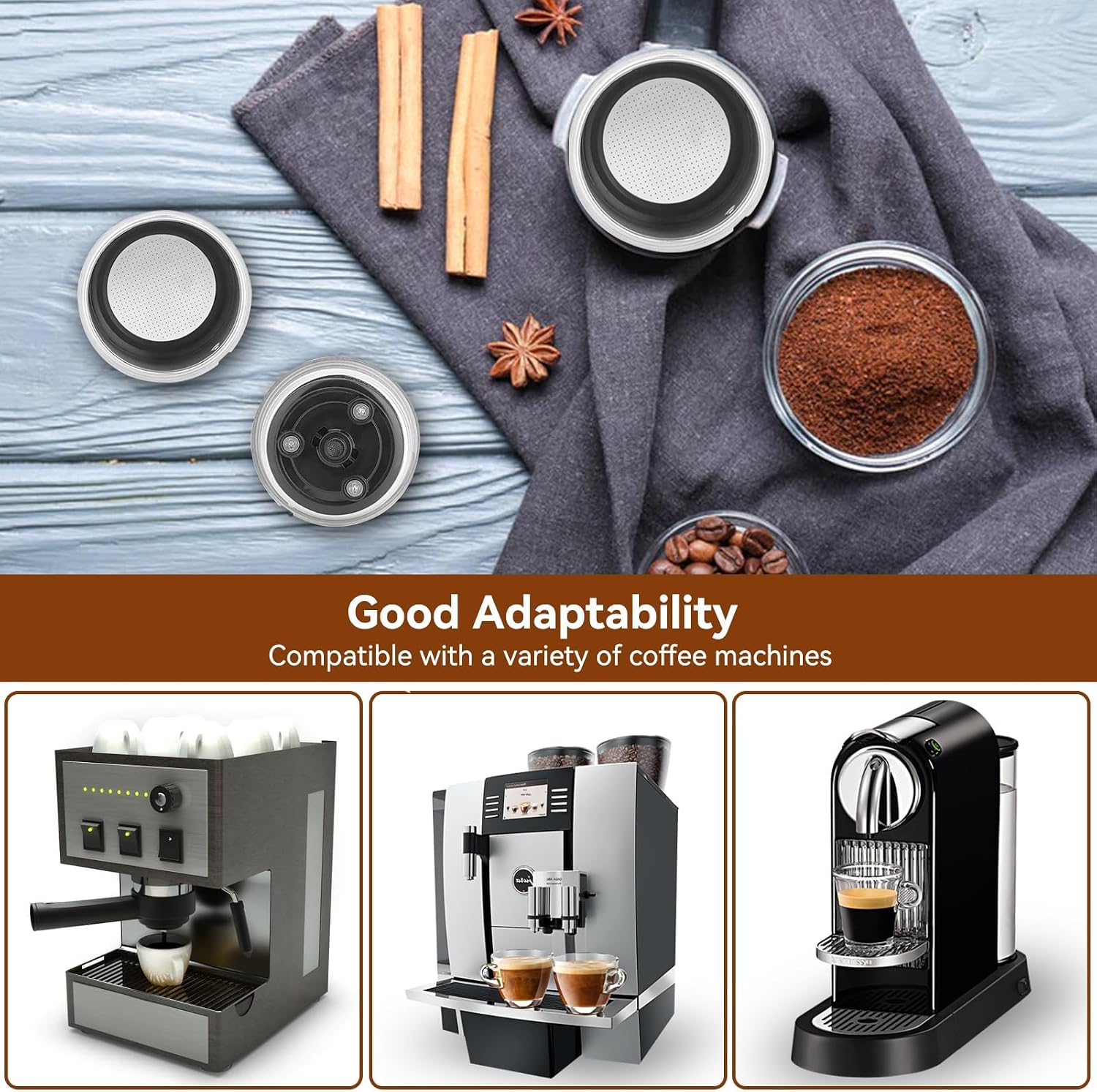1 Cup 51mm Coffee Filter Basket, Stainless Steel Pressurized Mesh Coffee Filters Bottomless Portafilter Coffee Machines Accessories for Semi-Automatic Coffee Machine Series (1 Cup) image 5