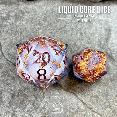 Miniatura 8 de Sage's Portal Souls Liquid Core D20 Chonky - Dados DND de resina de borde afilado de 1.299 in para Dungeons and Dragons RPG de mesa TTRPG (almas