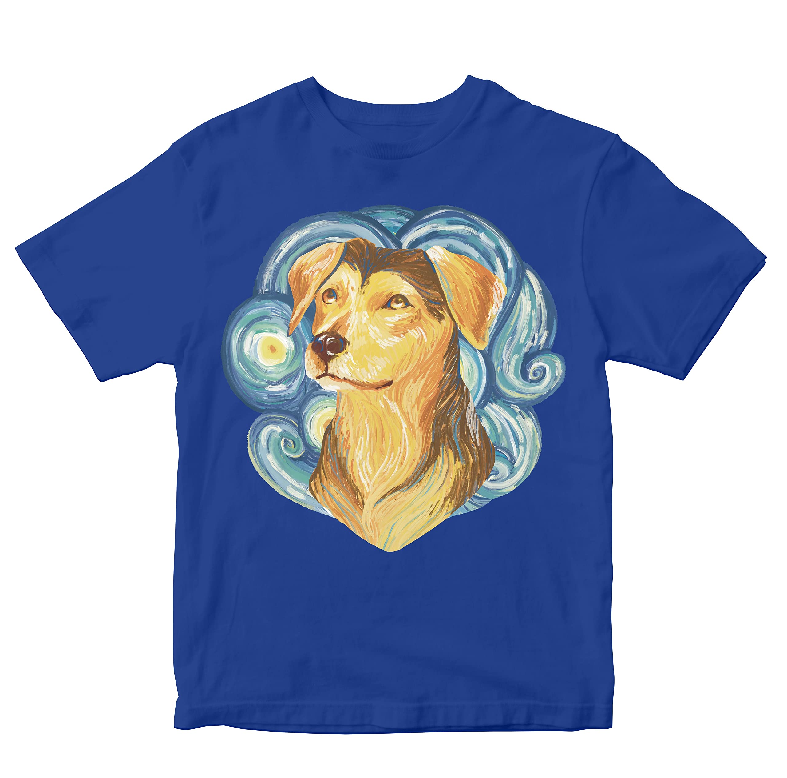 HeybrohKids T-Shirt Dog - Van Gogh - Post Impressionism 100% Cotton Boy's Girl's Regular Fit Unisex T-Shirt