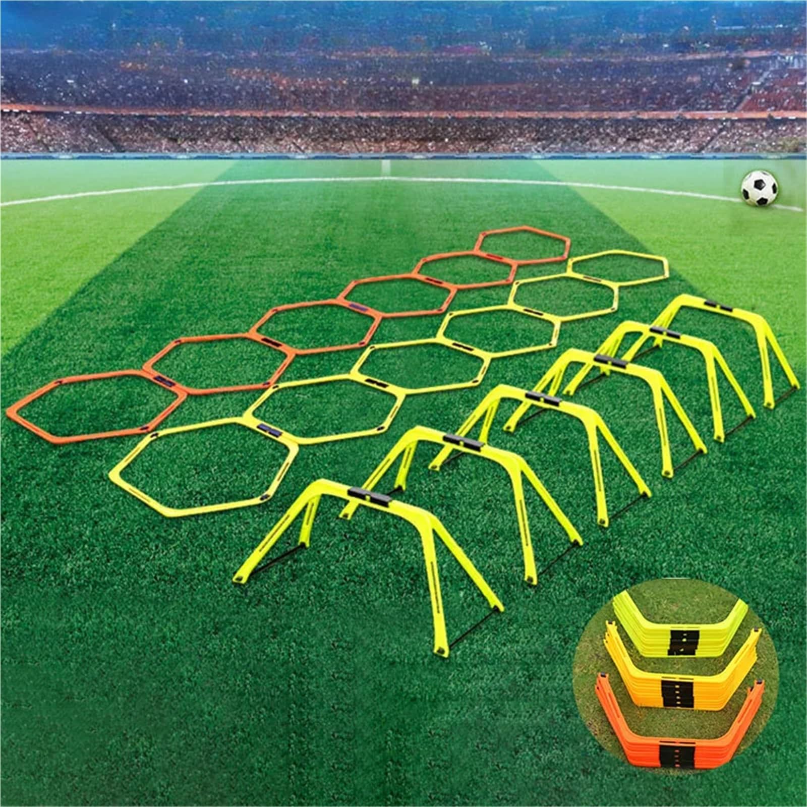 Giochi di Lancio per Bambini 6 Pezzi Anelli di Allenamento Agilità Anello da Calcio Attrezzatura Piegato Esagono Calcio Footwork Scala Esercizio(D-6Pcs Orange)