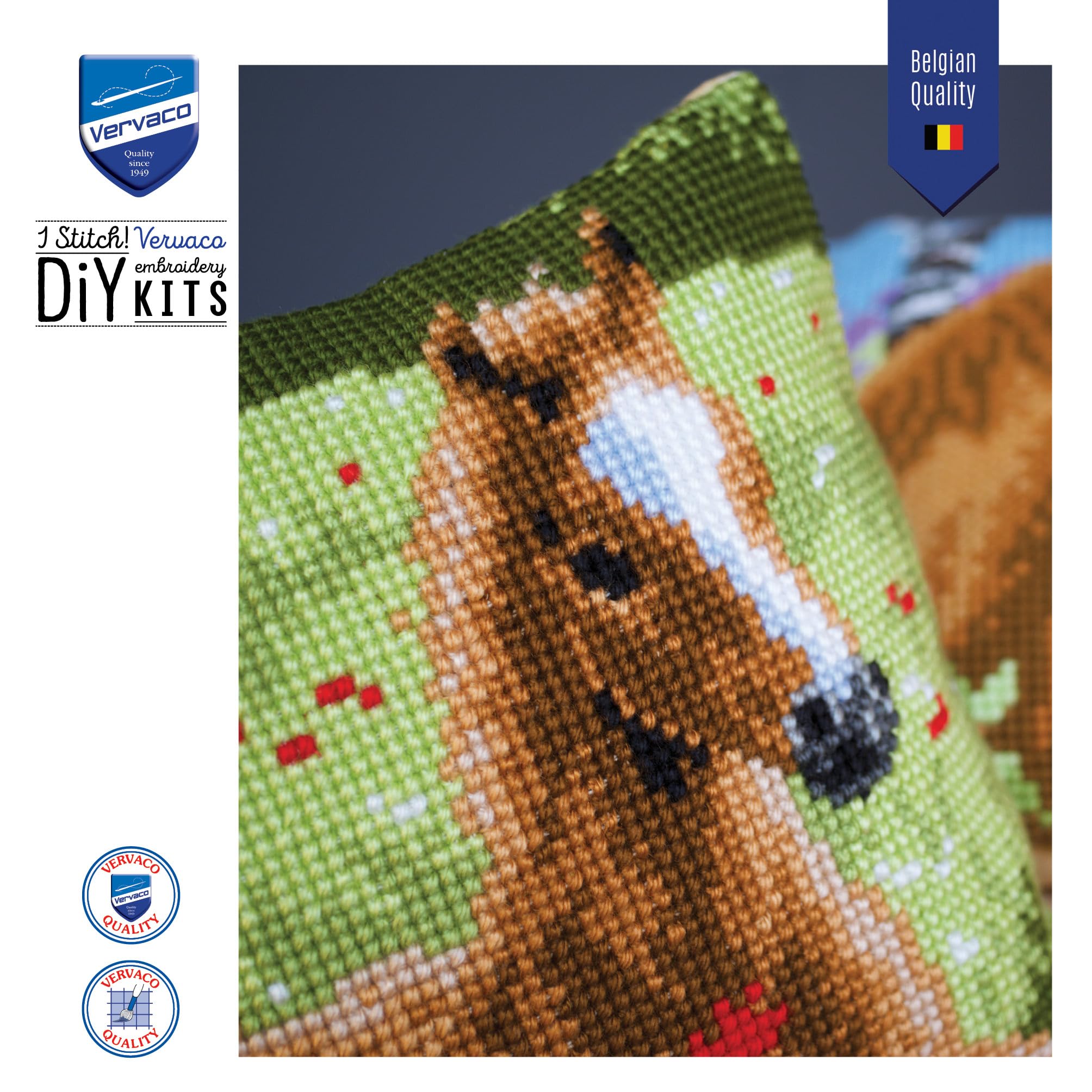 Vervaco Cross Stitch Kit - Foal Cushion, 40x40cm, Cotton Canvas & Acrylic Yarn - View #11