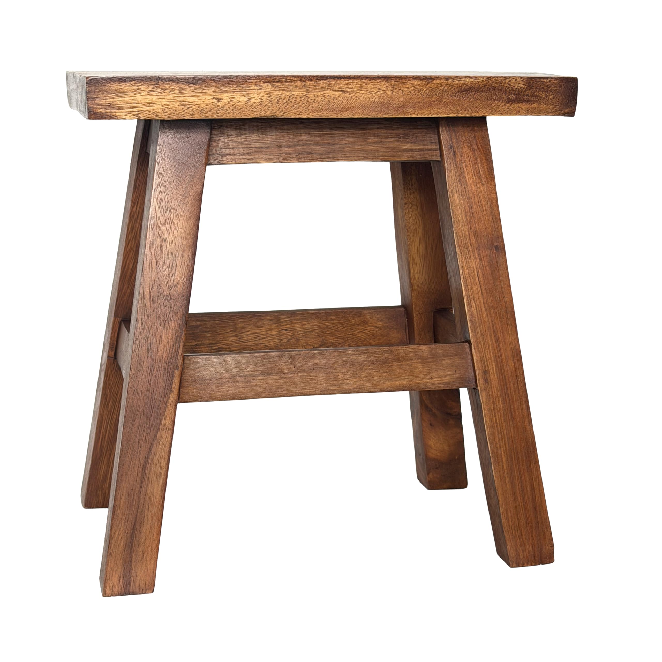 Handmade Rustic Wooden Side Table, Square Solid Wood End Table, Brown Farmhouse Style