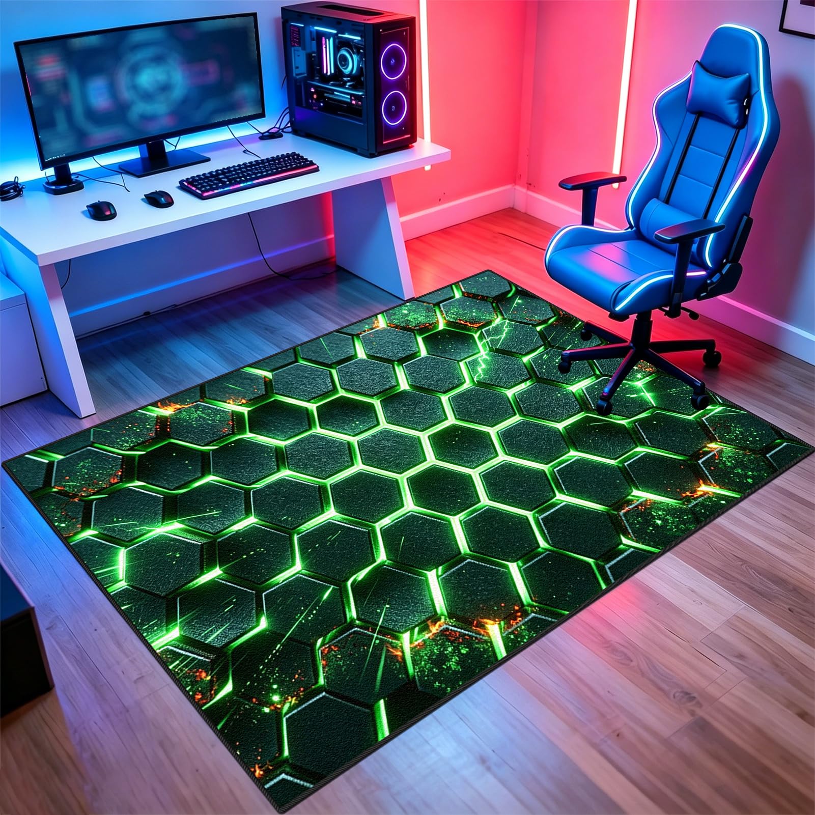 Alfombra para Sala de Juegos 140 x 150 cm, Alfombra Habitacion Juvenil Gamer, Alfombra de área Alfombra de Videojuegos para Sala de Juegos, Comedor, Dormitorio, Habitación