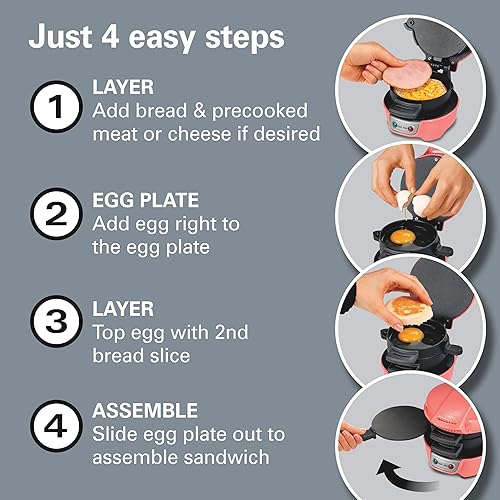 Vista 28 de Hamilton Beach 25475 Máquina de sándwiches de desayuno, color gris, individual, Negro