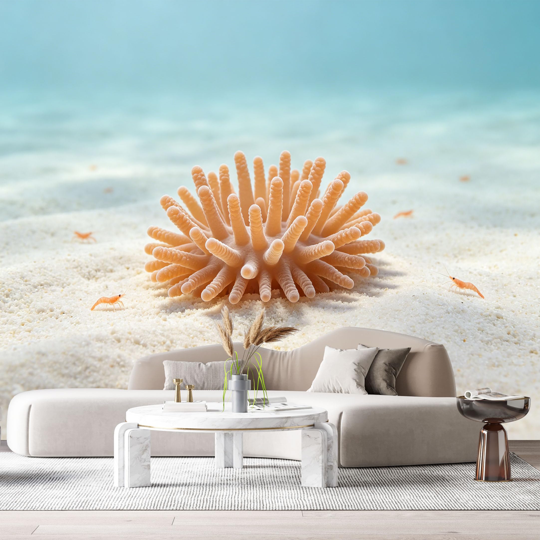 Custom Size Wall Murals Marine Ocean Sea Anemone Sand Shrimp SelfAdhesiveWall Fabric Removable Wallpaper Wall Decor for Living Room Bedroom Bathroom