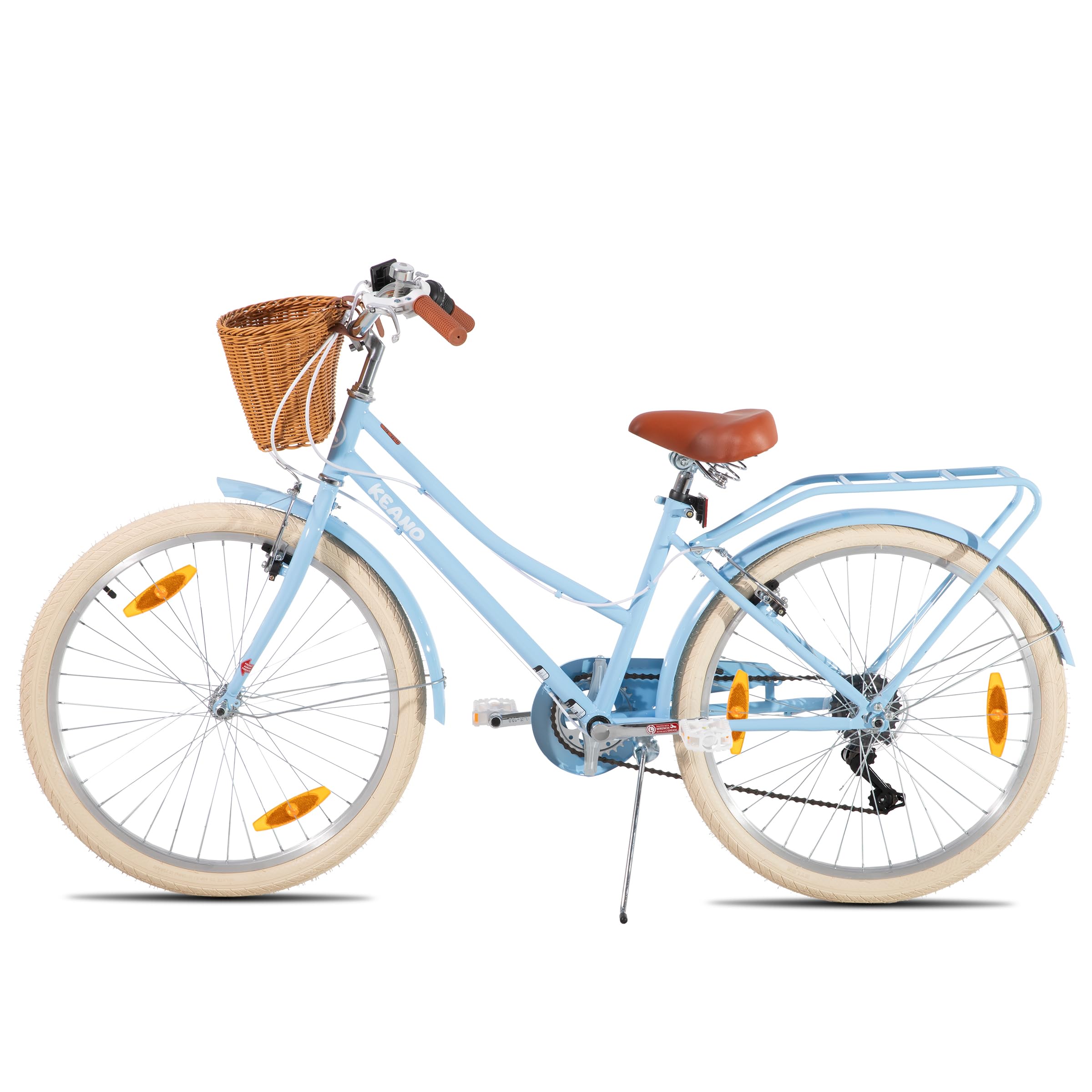 KEANO Poppy 20/24 Zoll Kinderfahrrad für Mädchen von 6 bis 11 Jahren, 20/24 Zoll Mädchenfahrrad mit 7 Gängen und Korb,blau/grün/rosa/lila/gelb