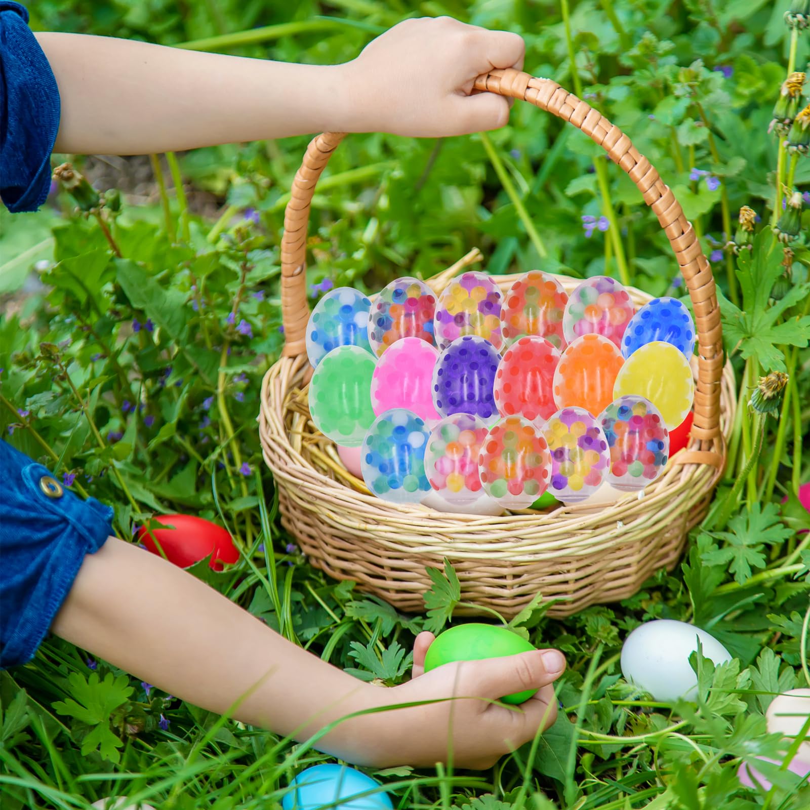Set 24 Uova Di Pasqua Con Mochi Squishy E Perle D'Acqua – Giocattoli Antistress Kawaii Per Caccia Al Tesoro E Bomboniere
